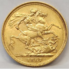AUSTRALIA 1887 . ONE 1 SOVEREIGN . SYDNEY . GOLD